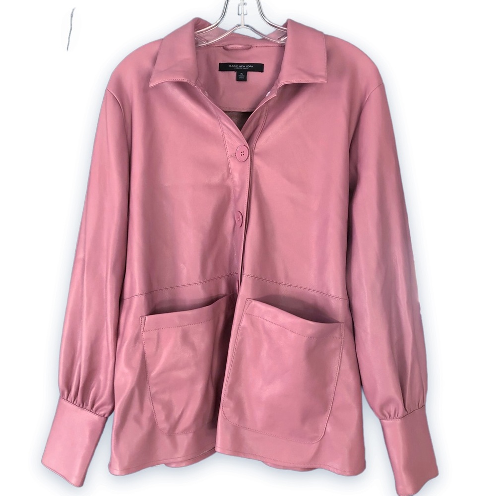 Marc New York XL Pink Shacket Faux Leather Plus Size